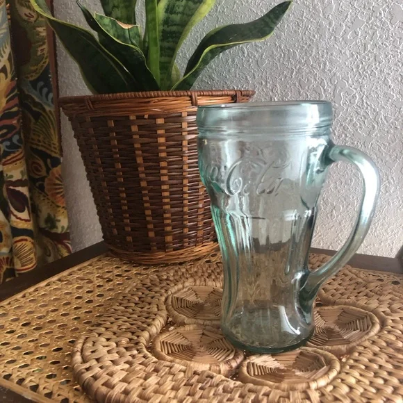 Green Glass Coca Cola Mug by Libbey Glass Co 16 oz - Picture 5 of 9